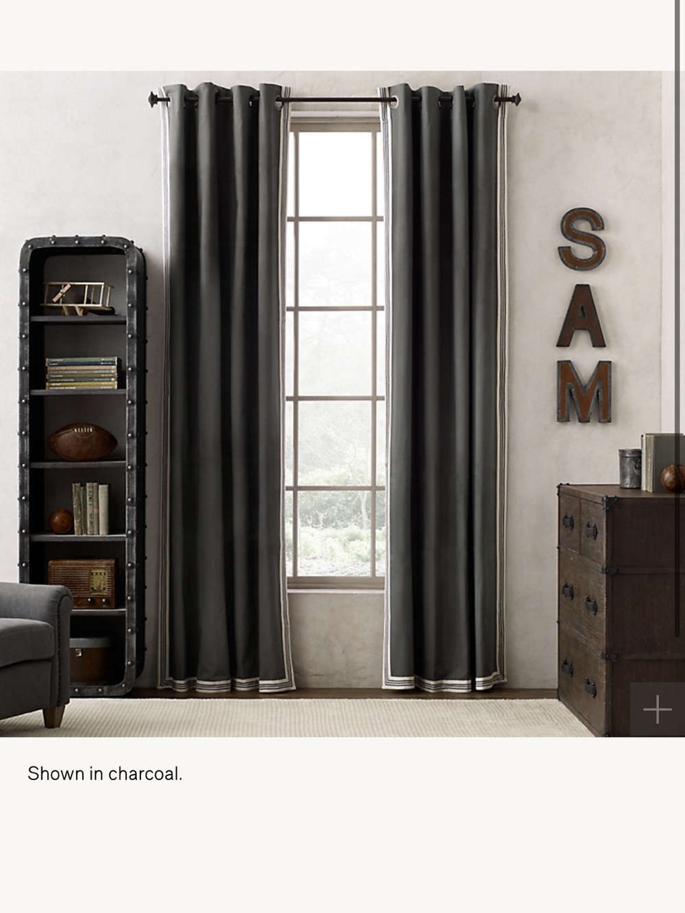RH baby & child ticking stripe border drapes